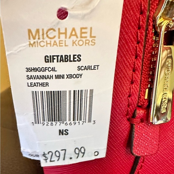 NWT Michael Kors Mini Red Scarlet Savannah Saffiano LeatherTop Double Handle Bag - Picture 16 of 16